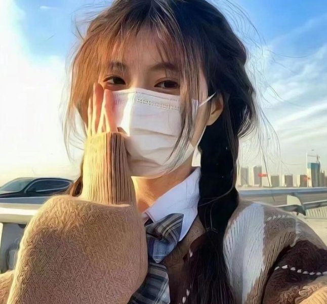 坐推土机的少女
